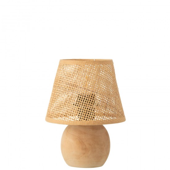 J Line Table Lamp Led Braided Wood Metal Natural Bulbs.