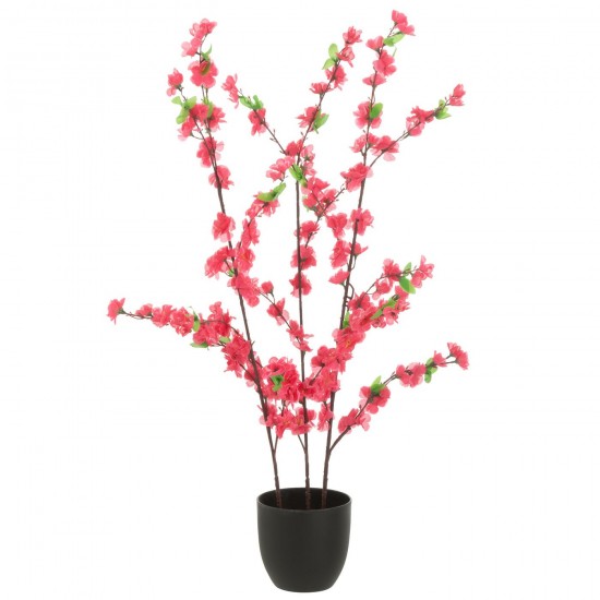 J Line plantes en pot Jolipa Fleur Pêcher Rouge Pot Artificiel Rouge.