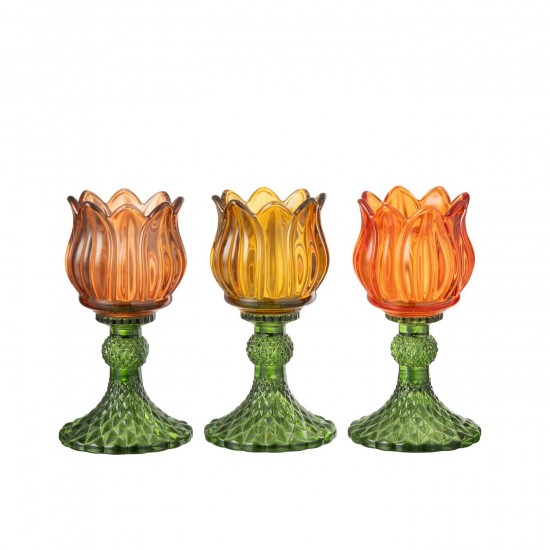 Jline Kandelaar Tulipa Glas Mix Assortiment Van 3.
