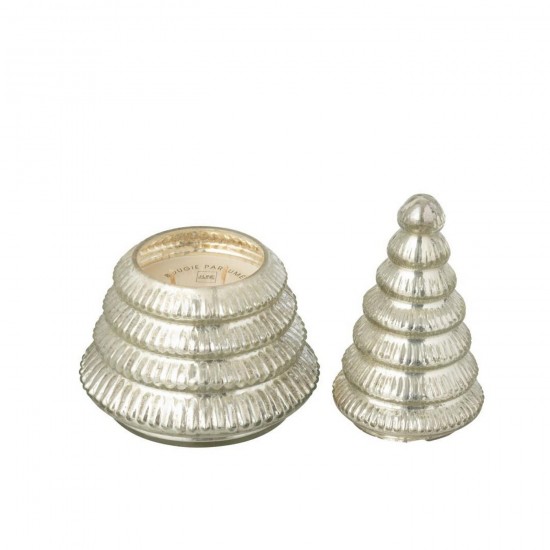J Line Scented Candle Tree Ribbed Glass Silver Colored Large scented candles.