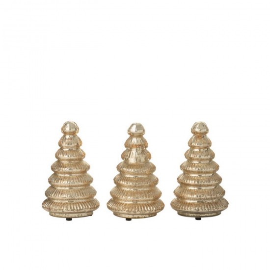 Jline Dose Von 3 Baum Led Gerillt Glas Goldfarben.