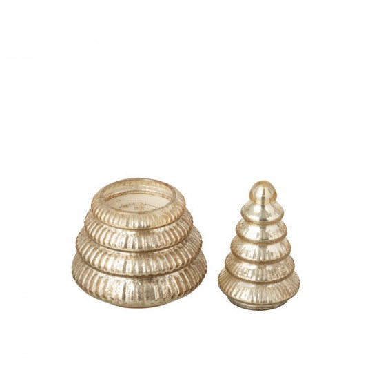 J Line bougies parfumées Jolipa Bougie Parfumée Arbre Cotelé Verre Doré Small.