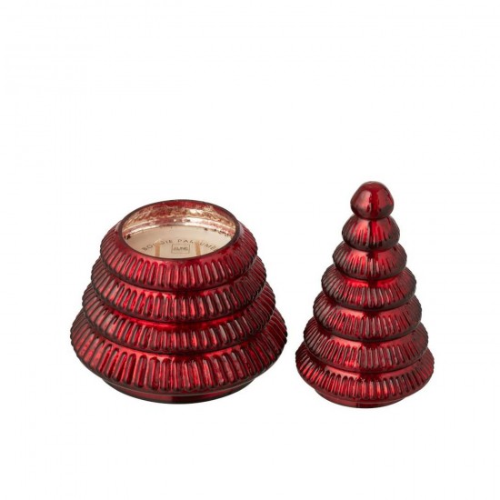 J Line Scented Candle Tree Ribbed Glass Christmas Red Large.