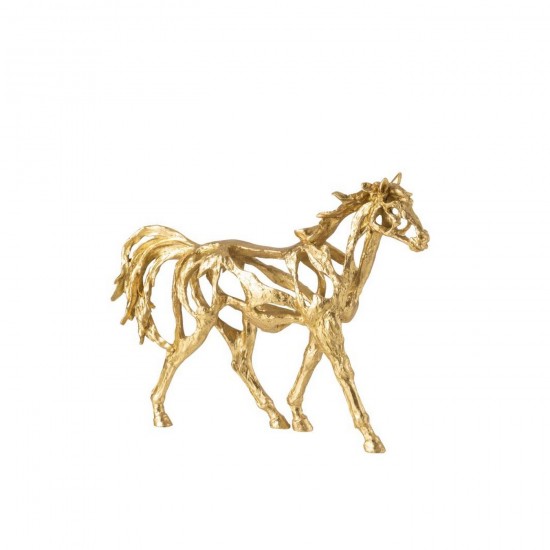 Jline Pferd Rennen Polyresin Goldfarben Small pferde.