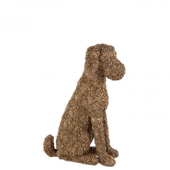 Jline Hond Reliëfzitting Polyresin Goudkleurig.