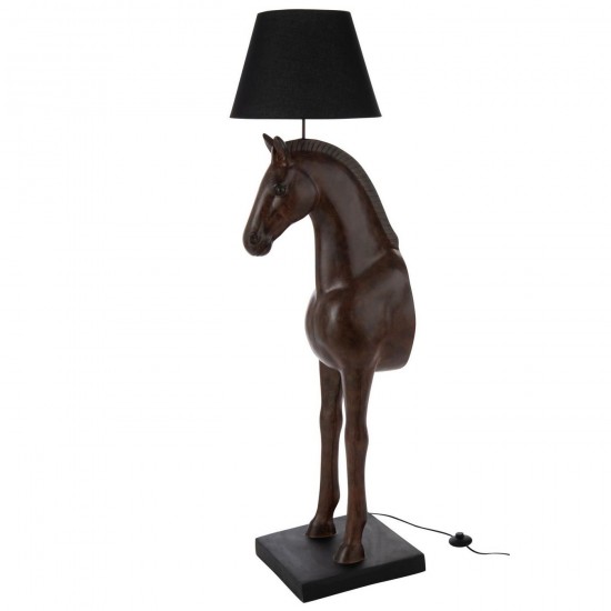 Jline Staanlamp Paardenvoorkant Polyresin Donkerbruin.