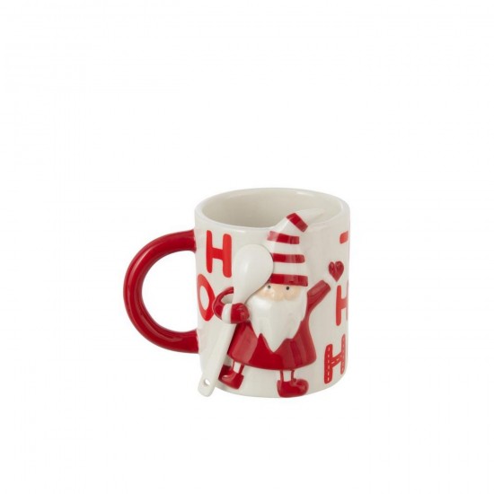 J Line grande tasses Gobelins Jolipa Mug Cuillère Père Noël Dolomite Blanc Rouge.