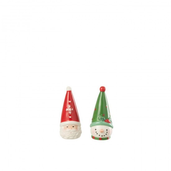 J Line set sel poivre salieres poivrières Jolipa Sel Poivre Père Noël Bonhomme De Neige Dolomite Multicolore.