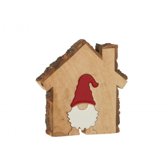 J Line Santa Claus In House With Bark Mango Wood Multicolored Large santa clauses.