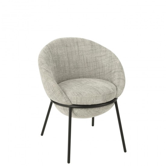 J Line Sedia Da Pranzo Ferro Grigio Nero Silla Plancha Gris Negro.