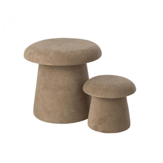 Jline Set Von 2 Hocker Pilz Mdf Greige sitzkissens puffs Hockers.