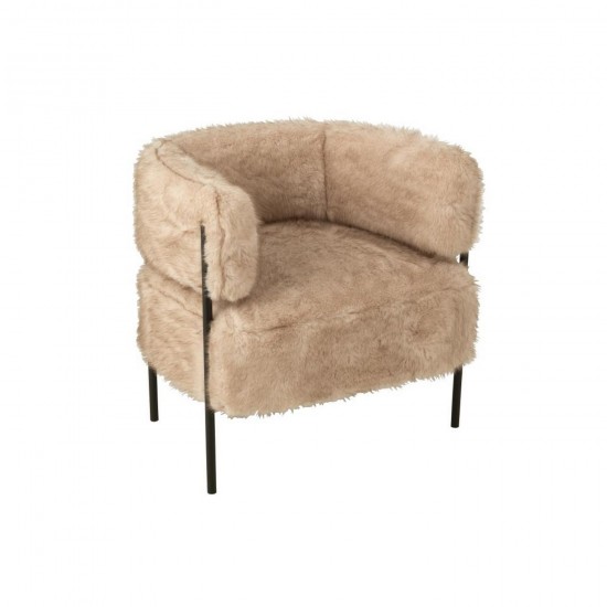 Jline Sillón Fur With Metal Legs Madera Topo.