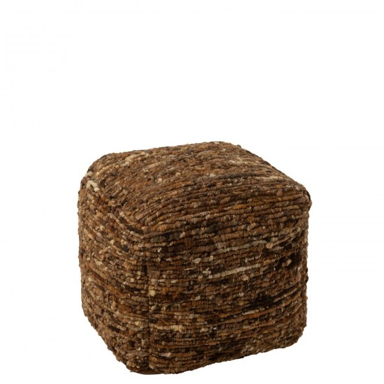 J Line poufs Jolipa Pouf Tissé Laine Marron.