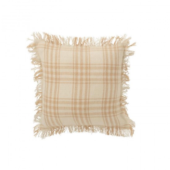 J Line coussins Jolipa Coussin Carreaux Coton Blanc Beige.