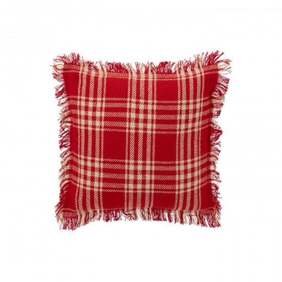 J Line coussins Jolipa Coussin Carreaux Coton Rouge Noël Blanc.
