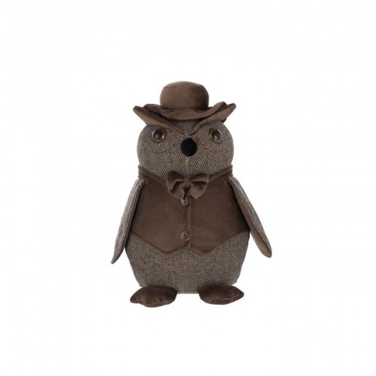 J Line arrets butoirs de porte Jolipa Cale Porte Hibou Chapeau Polyester Marron Foncé.