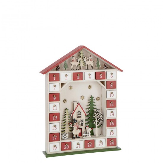 Jline Haus Adventskalender Led Sperrholz Weihnachtsrot Weiß kalendern.