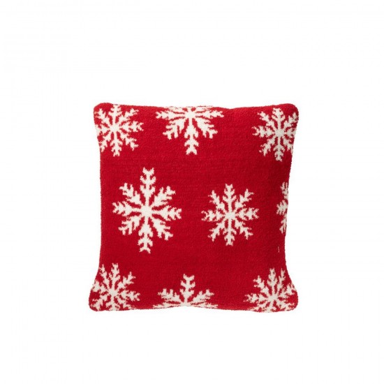 Jline Kussen Sneeuwvlokken Polyester Rood Wit.