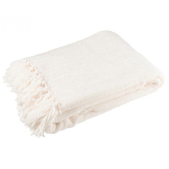 J Line Jolipa Couverture Chenille Polyester Blanc.