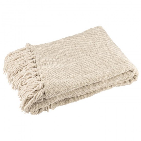 J Line Jolipa Couverture Chenille Polyester Grège.