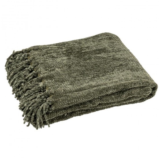 J Line Jolipa Couverture Chenille Polyester Vert Foncé.