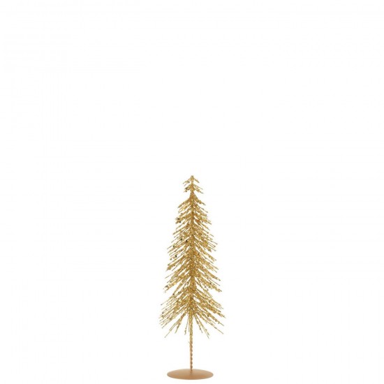 J Line Christmas Tree Glitters Plastic Gold Colored Small x mas christmas trees on foot.