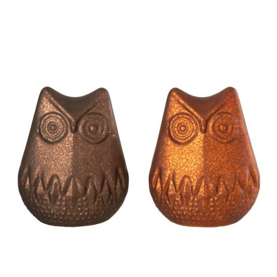 J Line Owl Led Glass Dark Brown Rust Brown Assortment Of 2.