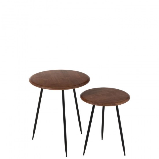 J Line Set Of 2 Coffee Table Neo Rubber Natural Black nested side tables sidetables.