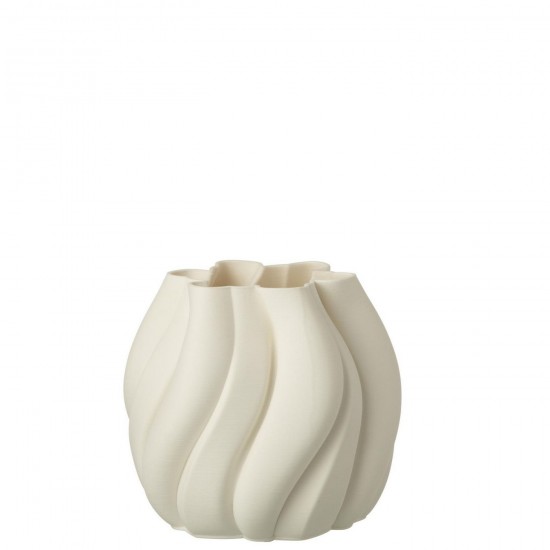 J Line Grands vases Grand vase Vases hauts Vase haut. Jolipa Vase Impression 3D Irrégulier Porcelaine Blanc.