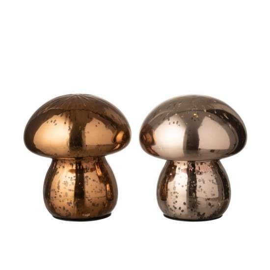J Line Mushroom Led Antique Glass Brown Dark Brown Assortment Of 2.