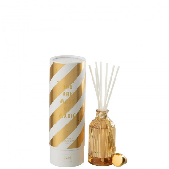 J Line diffuseurs de parfums Jolipa Diffuseur À Batons Magic Huile Parfumée Blanc Doré Small.