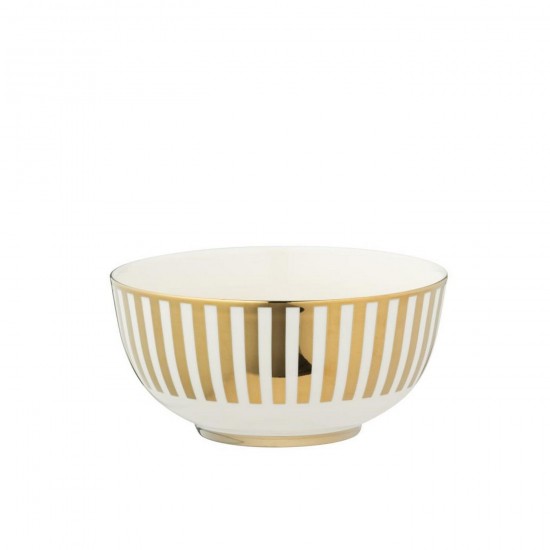 J Line bols a petit dejeuner Jolipa Boite De 2 Bol Ligné Porcelaine Doré Blanc.