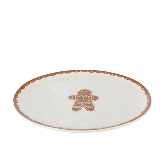 Jline Teller Cookie Oval Dolomit Weiß Karamell teller geschirr.