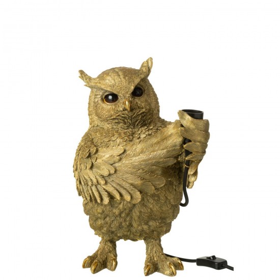 J Line Table Lamp Owl Resin Gold Colored Table Lights.