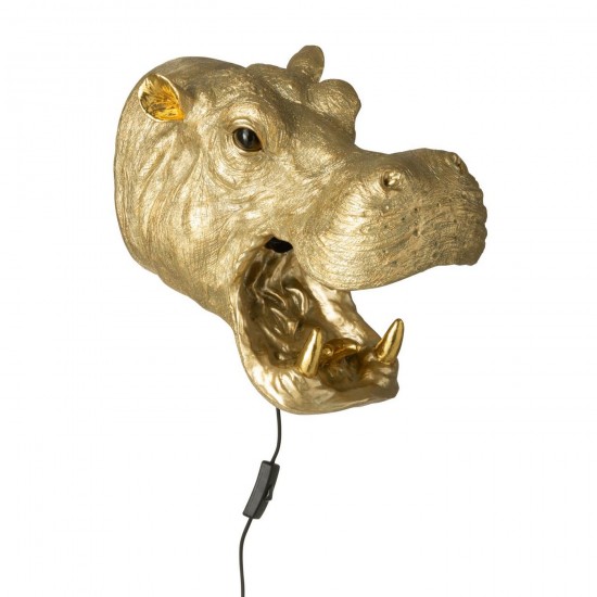 Jline Wandleuchte Nilpferdkopf Resin Goldfarben Wandlampen Wandleuchten Innenleuchten aufbau.