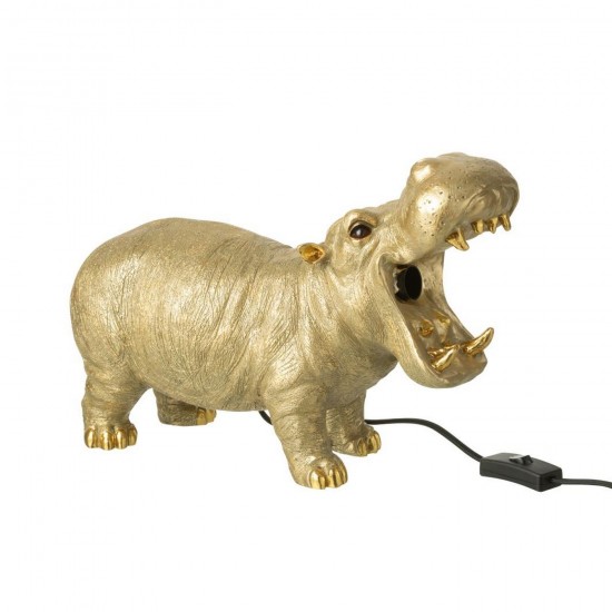 J Line Table Lamp Hippopotamus Resin Gold Colored Table Lights.