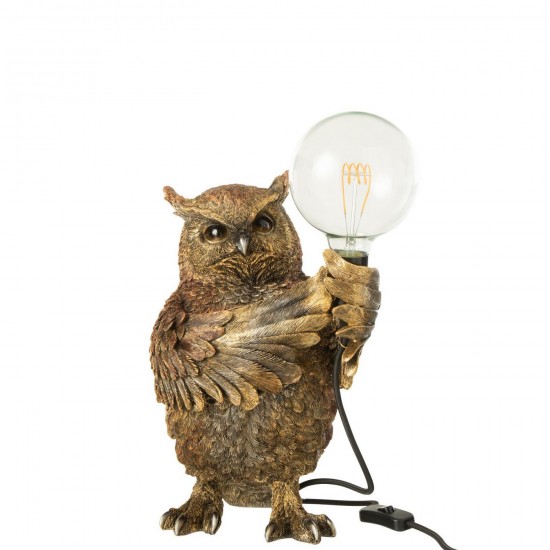 J Line Table Lamp Owl Polyresin Antique Brown Table Lights.