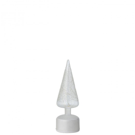 J Line Tree Led Turning Glass White Transparent Small x mas christmas trees on foot.