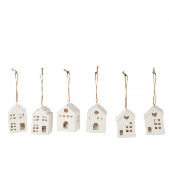 J Line Pendente Led Casa Argilla Bianco Assortimento Di 6 Lámpara Led Colgante Casa Arcilla Blanco Surtido De 6.