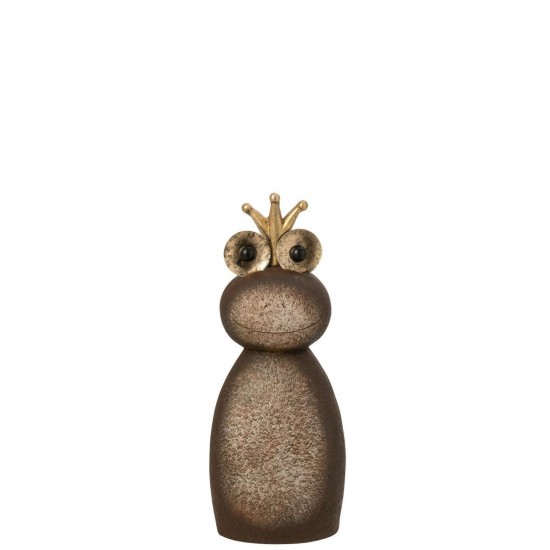 J Line grenouilles statuettes Jolipa Grenouille Couronne Magnésium Marron Foncé Doré Small.
