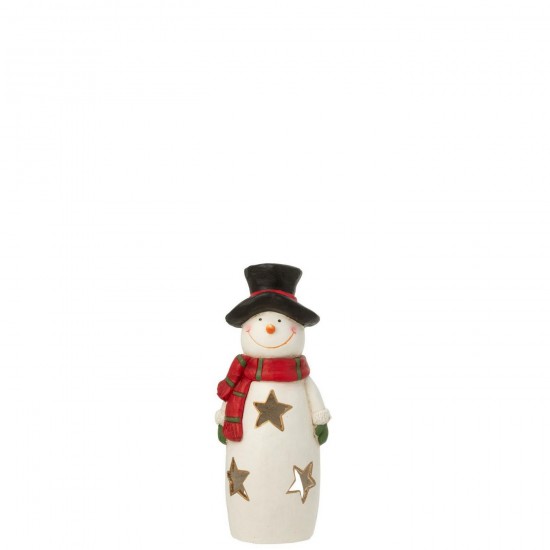 J Line Tealight Holder Snowman Scarf Hat Magnesium Multicolored Small tea lights holders.