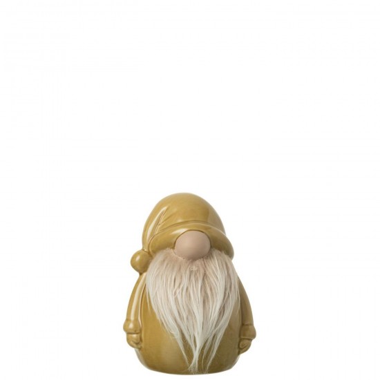 J Line lutins statuettes Jolipa Lutin Textile Barbe Porcelaine Ocre Large.