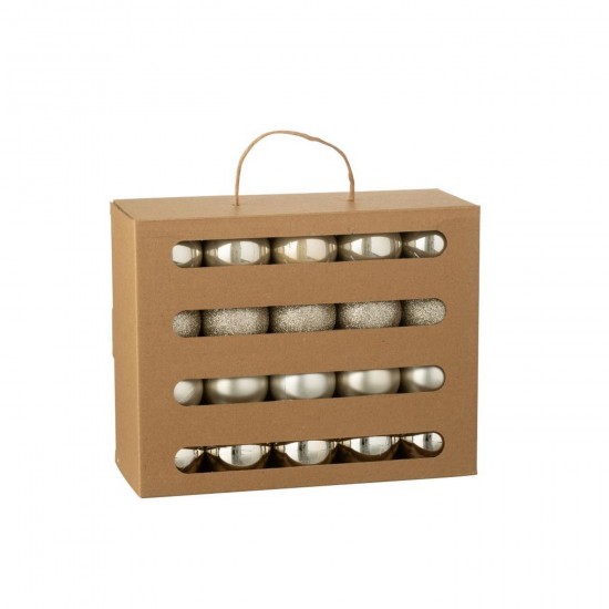 J Line boules de noel Jolipa Boite De 40 Boule De Noël Plastique Beige Clair.