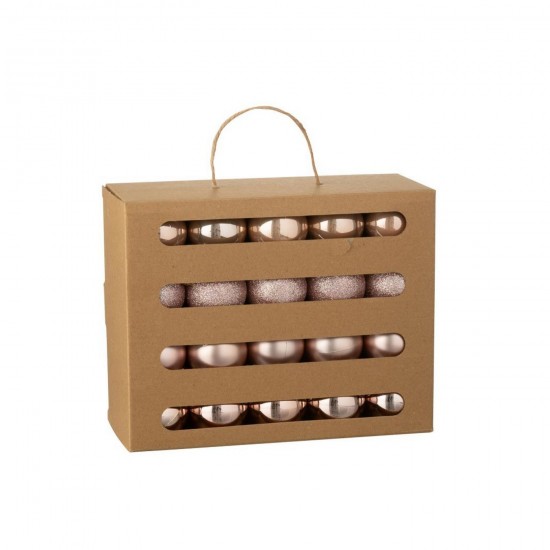 J Line boules de noel Jolipa Boite De 40 Boule De Noël Plastique Rose Clair.