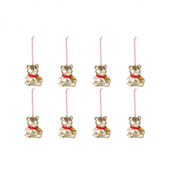J Line pendeloques Jolipa Boite De 8 Suspension Ours Plastique Doré Rouge Noël.