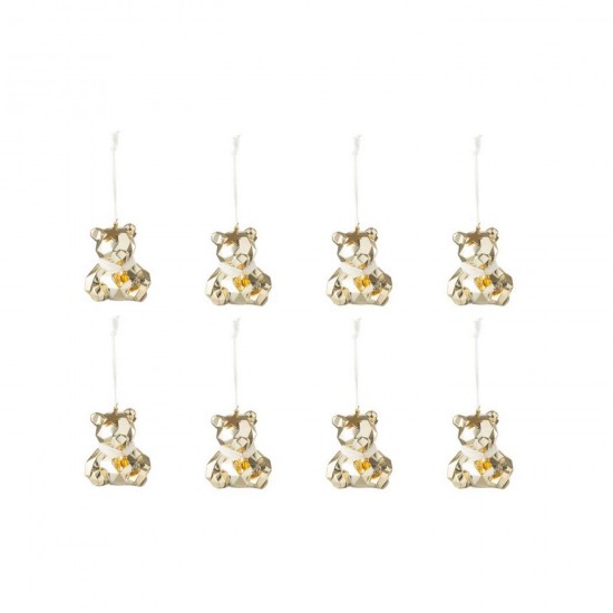 J Line pendeloques Jolipa Boite De 8 Suspension Ours Plastique Doré Blanc.