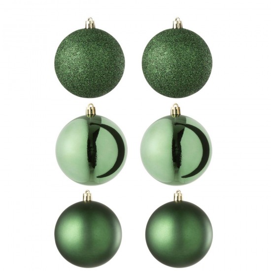 J Line boules de noel Jolipa Boite De 6 Boule De Noël Plastique Vert Émeraude.