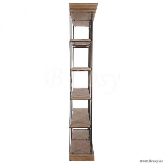 Grande Etagère rétro 6 niveaux en métal et bois bicolore 148X39X214Cm double etagere bois et metal armoires bibliotheques étagères à livres Jolipa Jline Etagere Croix 6 Planches Metal Bois Naturel Noi