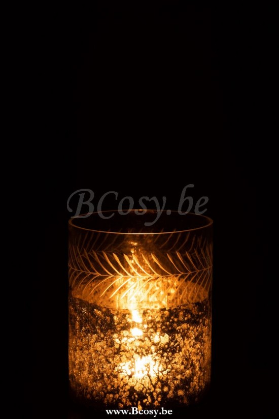 lanternes photophores Jolipa Jline Photophore Classique Craquele Verre Transparent Argent Small