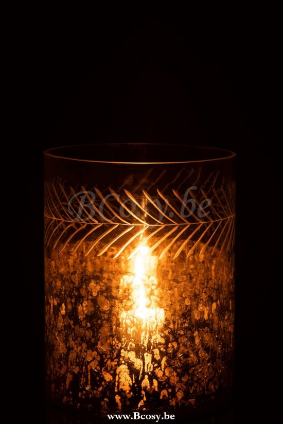 lanternes photophores Jolipa Jline Photophore Classique Craquele Verre Transparent Argent Large